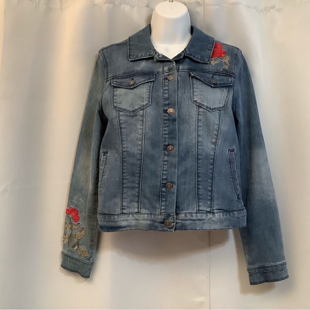 Vintage America Jean Jacket Women’s Floral Embroidered Small